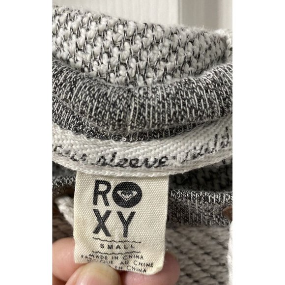 Roxy Women Small Hoodie Sweatshirt Kangaroo Pocket Cream Off White & Gray Beach - Picture 7 of 7